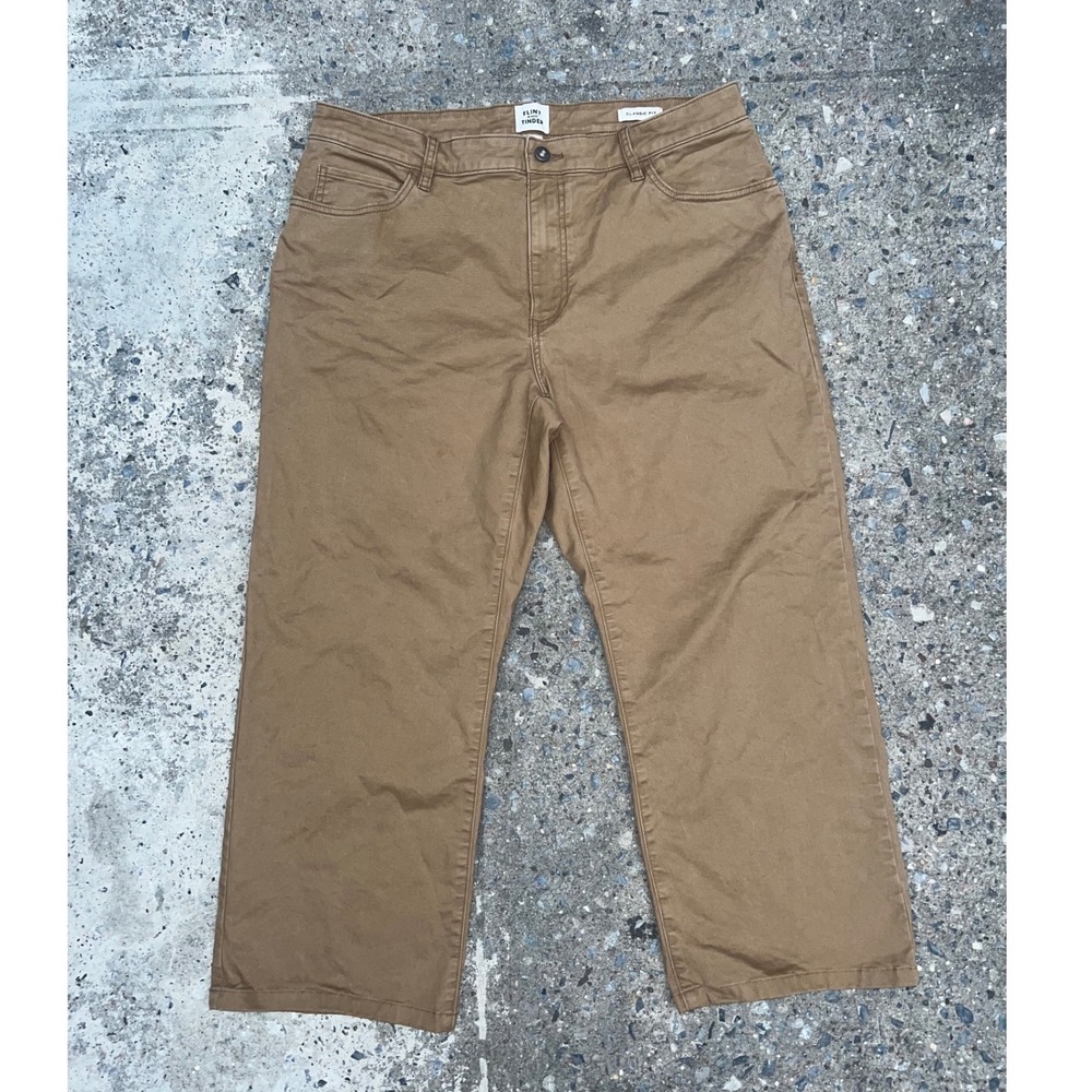 Flint and Tinder 365 Pants Mens 36 Classic Fit Brown Chino Straight Leg Hemmed